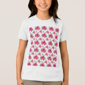 ピンク フローラル パターン デザイン-29500 プラス サイズ Tシャツ (正面)