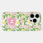 ピンク フローラル レモン パターン モノグラム Case-Mate iPhoneケース (裏面 (横))