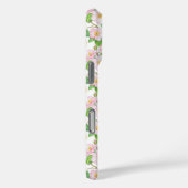 ピンク フローラル レモン パターン モノグラム Case-Mate iPhoneケース (裏面 / 右)