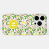 ピンク フローラル レモン パターン モノグラム Case-Mate iPhoneケース (裏面 (横))