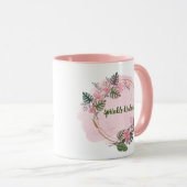 ピンク、フローラ円やる気を起こさせる、 マグカップ (正面右)