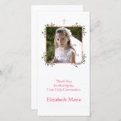 ピンク·フローラ·コーナーズ·セキュリティー·ユー·フォト·カード サンキューカード (正面/裏面)