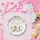 ピンク・フローラ・パンプキン・金ゴールドの第1誕生日パーティー  ペーパープレート (パーティー)