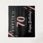 ピンク·ブエレガントラックの70歳の誕生日パーティーの背景 タペストリー (正面)