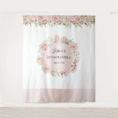 ピンク、ブッシュ、ローズゴールド どんなイベントの写真の背景にも タペストリー (正面)