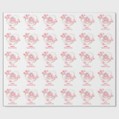 ピンク ブライダル ティーパーティー ローズゴールド フラワーネーム ラッピングペーパー (フラット)