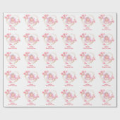 ピンク ブライダル ティーパーティー ローズゴールド フローラル ネーム ラッピングペーパー (フラット)