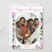 ピンク&ブライトファミリーフォトハッピーKwanzaaカード シーズンカード (正面)