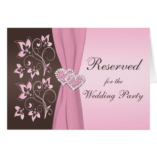 ピンク、ブラウンの花柄はハートカードを結合しました (正面横)