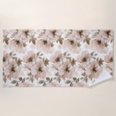 ピンク ブラウンカウガール スサウスウエスタン フラワープリント ビーチタオル (正面)