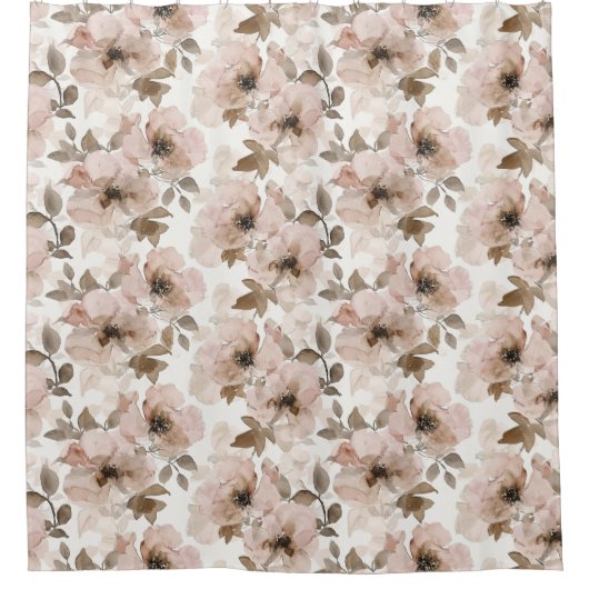 ピンク ブラウンカウガール 西南フラワー シャワーカーテン (正面)