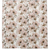 ピンク ブラウンカウガール Southwestern フラワープリント シャワーカーテン (正面)