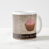 ピンク/ブラウンカップケーキ ジャンボコーヒーマグカップ (正面右)