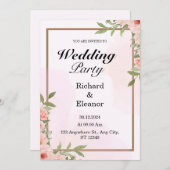 ピンク&ブラウンシンプル結婚披露宴招待状 招待状 (正面/裏面)