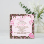 ピンク&ブラウンバルミツワー招待状またはパーティー 招待状 (スタンド正面)