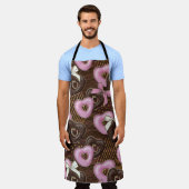 ピンク&ブラウンバレンタインデーハートドーナツ エプロン (着用した状態)