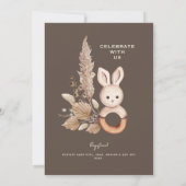 ピンク&ブラウンパンパスベビーシャワー招待状 招待状 (裏面)