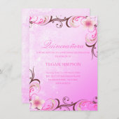 ピンク/ブラウンフランジパニキンセアニラ誕生日招待状 招待状 (正面/裏面)