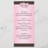 ピンク、ブラウンフローラ、ハートメニューカード メニュー (裏面)