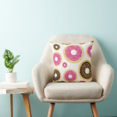 ピンク&ブラウンブランクドーナツモダンおもしろいかわいい クッション (椅子)