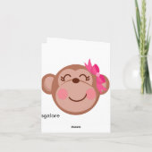 ピンク&ブラウンモンキー踊りイントゥトゥーガールありがとう サンキューカード (裏面)