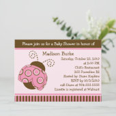 ピンク&ブラウンレディモダンバブベビーシャワー招待状 招待状 (スタンド正面)