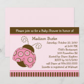 ピンク&ブラウンレディモダンバブベビーシャワー招待状 招待状 (正面/裏面)