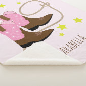 ピンク&ブラウン女性のカーボーイブーツ&ロープパーソナライズされた、 シェルパブランケット (3/4)