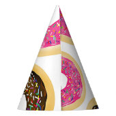 ピンク&ブラウン散水ドーナツ誕生日モダンパーティー パーティーハット (裏面)