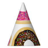 ピンク&ブラウン散水ドーナツ誕生日モダンパーティー パーティーハット (右)