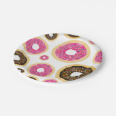 ピンク&ブラウン散水ドーナツ誕生日モダンパーティー ペーパープレート (アングル)