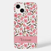 ピンク ブラウン ゴールド 水彩 野の花 名前 Case-Mate iPhoneケース (裏面)