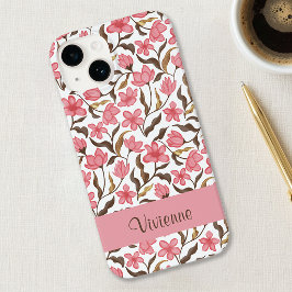 ピンク ブラウン ゴールド 水彩 野の花 名前 Case-Mate iPhone 14ケース