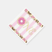 ピンク ブラウン スプリンクル ドーナツ ワン ファースト バースデー パーティー スタンダードカクテルナプキン (角)