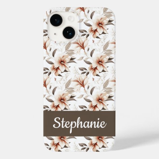 ピンク ブラウン 水彩 野の花 名前 Case-Mate iPhoneケース (裏面)