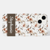 ピンク ブラウン 水彩 野の花 名前 Case-Mate iPhoneケース (裏面 (横))
