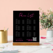 ピンク&ブラックのネオン美しい価格一覧メニューQRコード アクリルサイン (ウェディング)