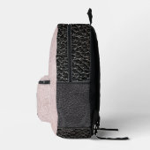 ピンク & ブラックのレザールック モノグラム プリントバックパック (右)
