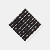 ピンク&ブラックアローズワイルドワンガールバースデーパーティー スタンダードカクテルナプキン (角)