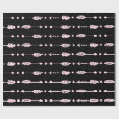 ピンク&ブラックアローズワイルドワンガールバースデーパーティー ラッピングペーパー (フラット)