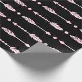 ピンク&ブラックアローズワイルドワンガールバースデーパーティー ラッピングペーパー (角)