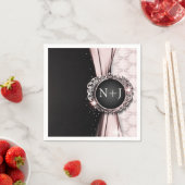 ピンク&ブラックエレガントラグジュア結婚リー スタンダードカクテルナプキン (インサイチュ)