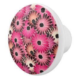 ピンク&ブラックガーベラデイジー セラミックノブ