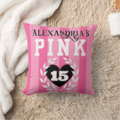 ピンク&ブラックガーリーバースデーパーティーカスタムの年齢 クッション (ブランケット)