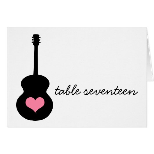 ピンク/ブラックギターハートテーブル番号カード (正面横)