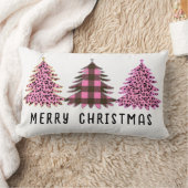 ピンク&ブラッククリスマスツリートリオ ランバークッション (ブランケット)