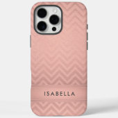 ピンク&ブラックシェブロンフェイクバラゴールドフォイルモノグラム Case-Mate iPhoneケース (裏面)