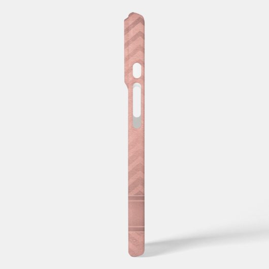 ピンク&ブラックシェブロンフェイクバラゴールドフォイルモノグラム Case-Mate iPhoneケース (裏面 / 左)