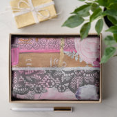 ピンク&ブラックシャビーグラムオートクチュールデコペ紙 薄葉紙 (ギフト)