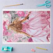 ピンク&ブラックシャビーグラムドレスデクページ紙 薄葉紙 (クラフト)